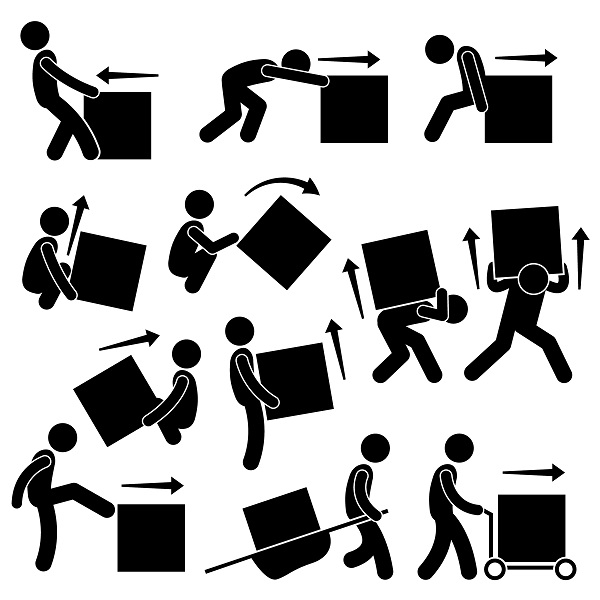 Man,Moving,Box,Actions,Postures,Stick,Figure,Pictogram,Icons